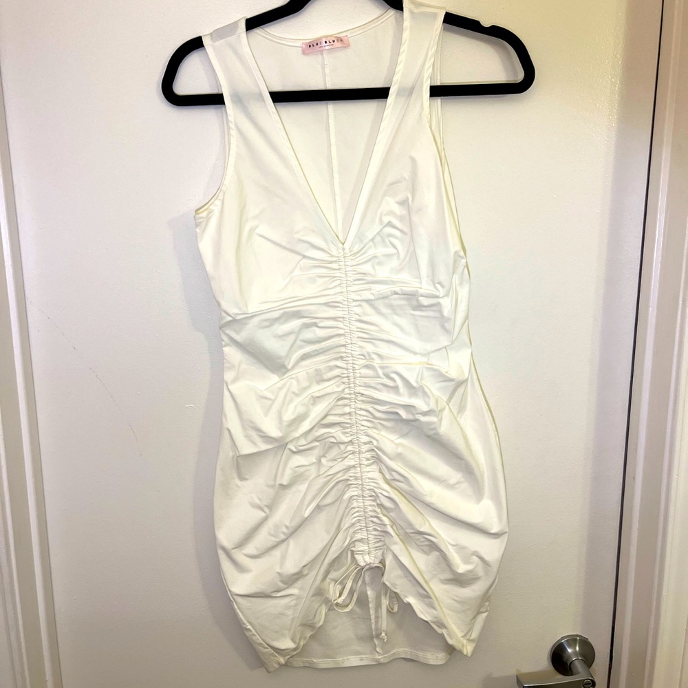 White ruched dress